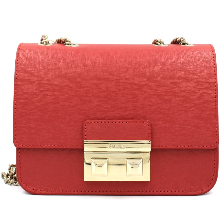 Sacs Pour Dames FURLA | Furla Mini Sac A Bandouliere En Cuir Texture Rouge 01005881