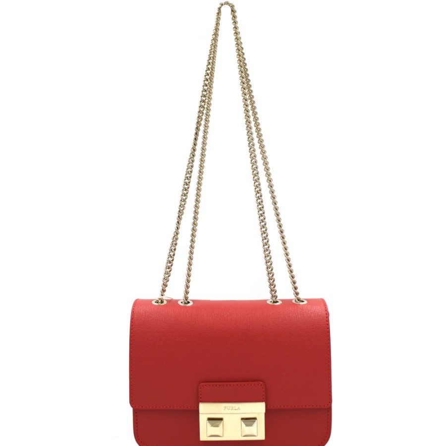 Sacs Pour Dames FURLA | Furla Mini Sac A Bandouliere En Cuir Texture Rouge 01005881