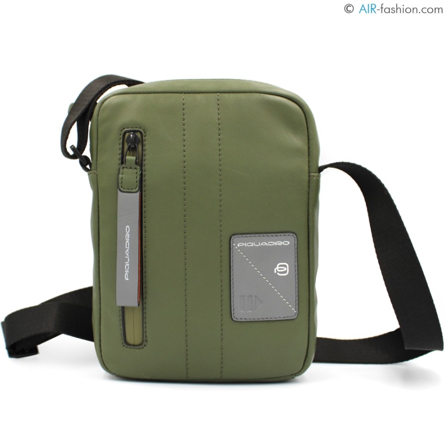 Sacs Pour Hommes PIQUADRO | Piquadro Sac Bandouliere En Cuir Vert Pour Hommes Pour Mini Ipad Ca3084W97/Ve