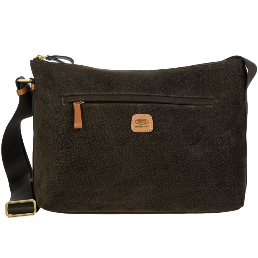 Sacs Pour Dames LES BRIC | Bric'S Life Sac A Bandouliere En Tissu Anti-Taches, Couleur Olive, Fabrique En Italie Blf05801.378