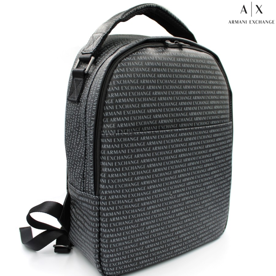 Sacs Pour Hommes échange Armani | Armani Exchange Sac A Dos Noir Moderne Pour Hommes Avec Logos Contrastes 952083-Cc012-Black