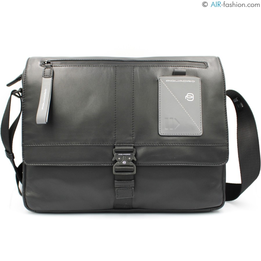 Sacs Pour Hommes PIQUADRO | Piquadro Sac Messager En Cuir Noir Pour Homme Avec Poches Pour Ordinateur Portable Et Ipad Ca4639W97