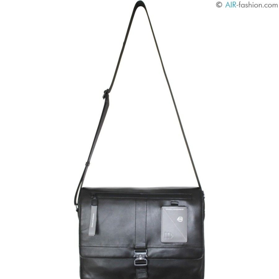 Sacs Pour Hommes PIQUADRO | Piquadro Sac Messager En Cuir Noir Pour Homme Avec Poches Pour Ordinateur Portable Et Ipad Ca4639W97