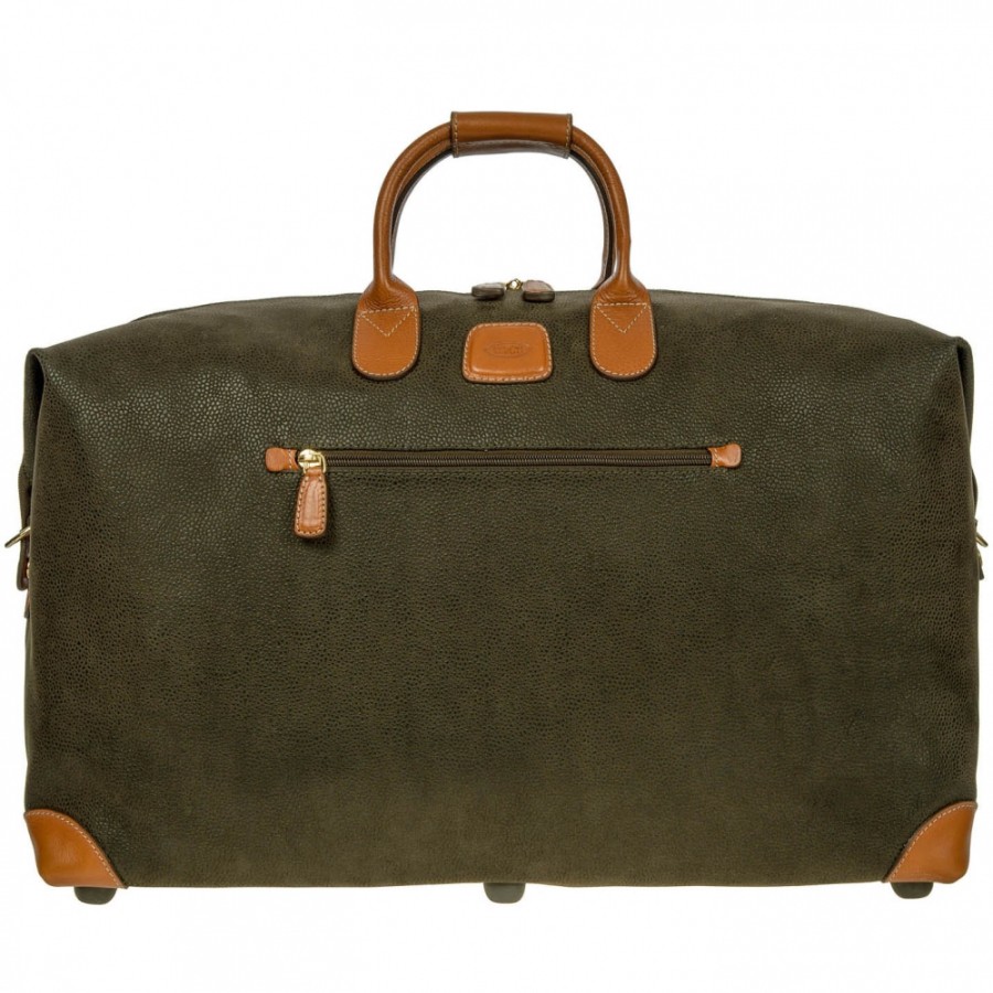 Bagages : Sacs De Voyage Et Valises LES BRIC | Bric'S Grand Sac De Voyage En Tissu Et Cuir Resistant De Couleur Olive Blf20202.378