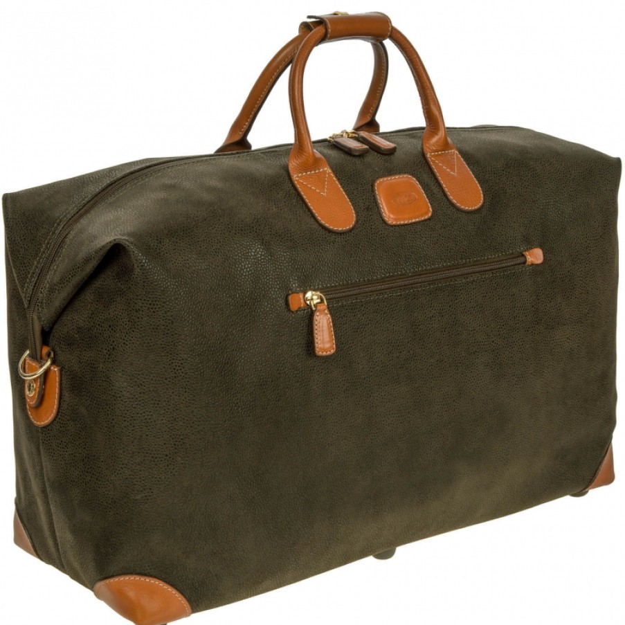 Bagages : Sacs De Voyage Et Valises LES BRIC | Bric'S Grand Sac De Voyage En Tissu Et Cuir Resistant De Couleur Olive Blf20202.378