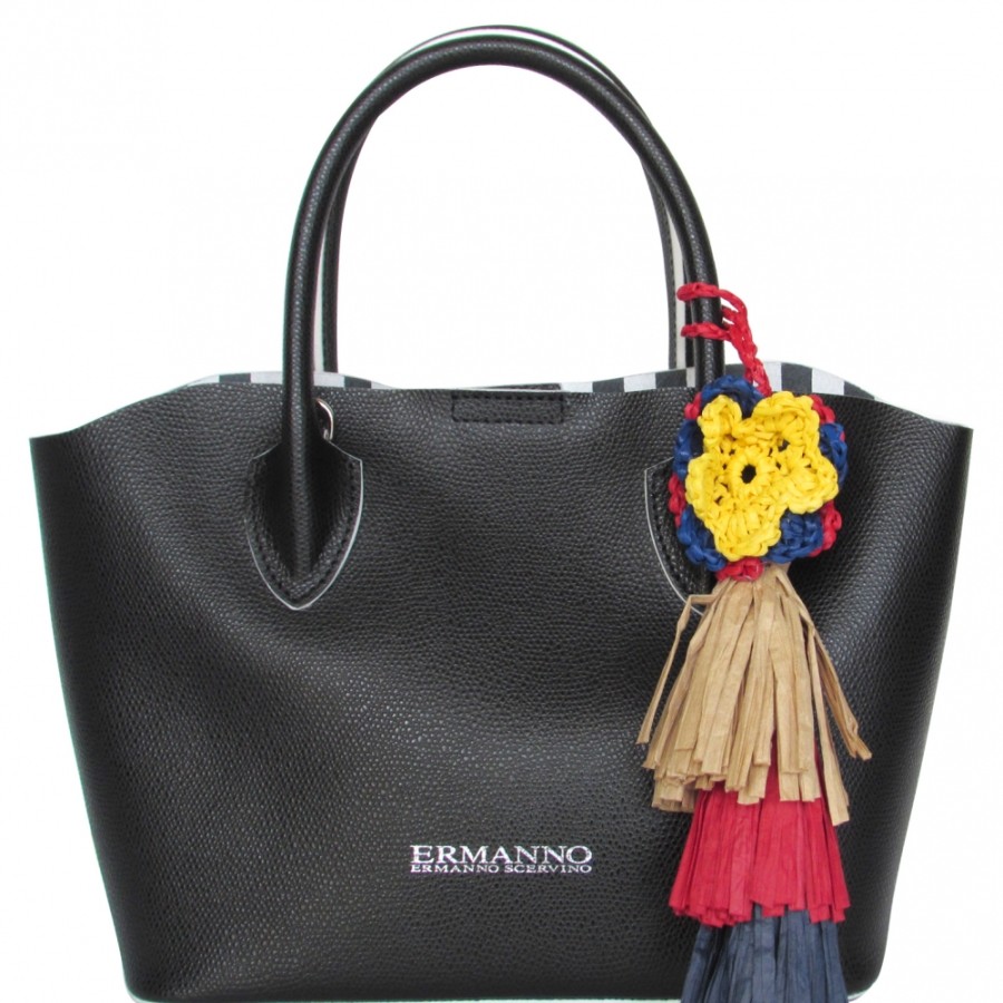 Sacs Pour Dames ERMANNO Ermanno Scervino | Ermanno Ermanno Scervino Nadine Mini Sac Fourre-Tout En Cuir Noir 12400157