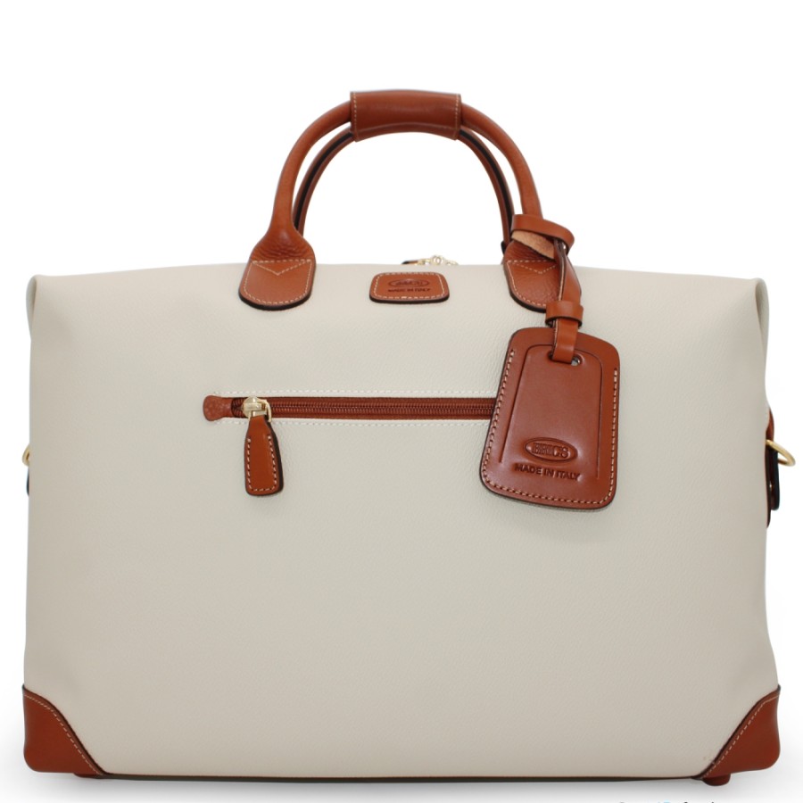 Bagages : Sacs De Voyage Et Valises LES BRIC | Bric'S Firenze Sac De Voyage De Couleur Creme Avec Details En Cuir Marron M Bbj20203.014