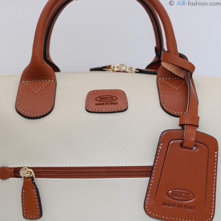 Bagages : Sacs De Voyage Et Valises LES BRIC | Bric'S Firenze Sac De Voyage De Couleur Creme Avec Details En Cuir Marron M Bbj20203.014