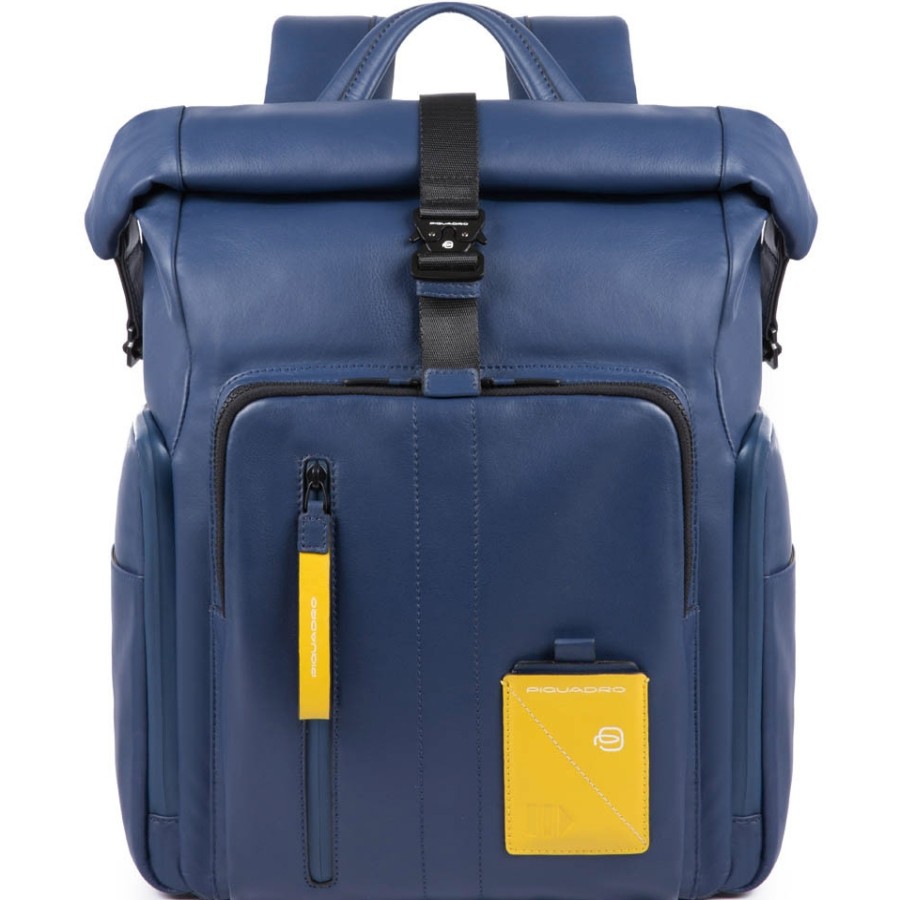 Sacs Pour Hommes PIQUADRO | Piquadro Sac A Dos En Cuir Bleu Pour Hommes Pour Ordinateur Portable Avec Emplacement Pour Batterie Externe Ca4789W97Bm/Blu2