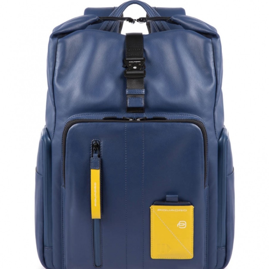 Sacs Pour Hommes PIQUADRO | Piquadro Sac A Dos En Cuir Bleu Pour Hommes Pour Ordinateur Portable Avec Emplacement Pour Batterie Externe Ca4789W97Bm/Blu2