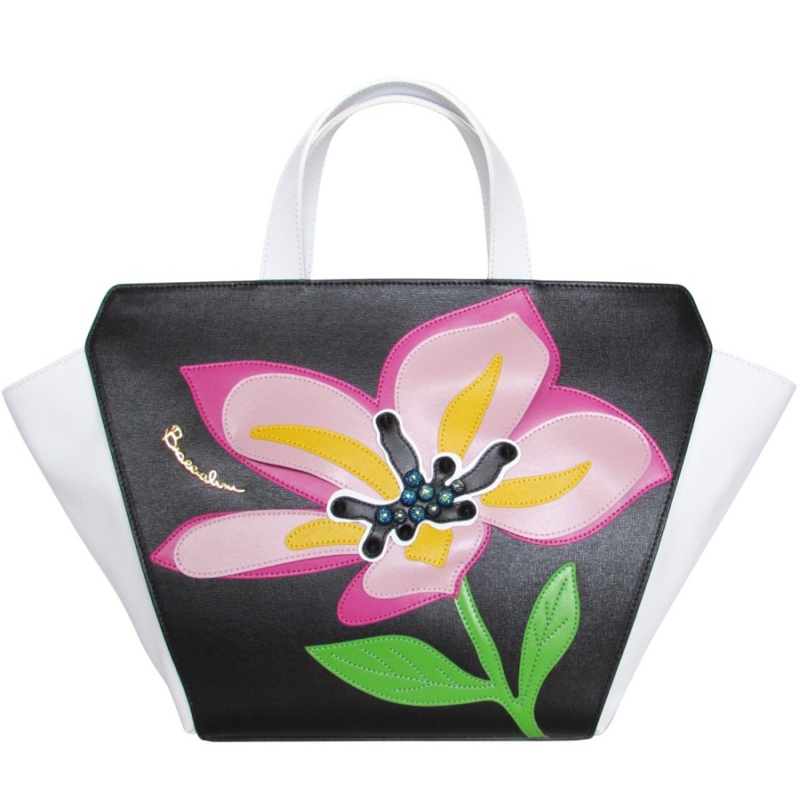 Sacs Pour Dames Braccialini | Braccialini Sac A Main En Cuir Tendance Avec Applique Florale B11454