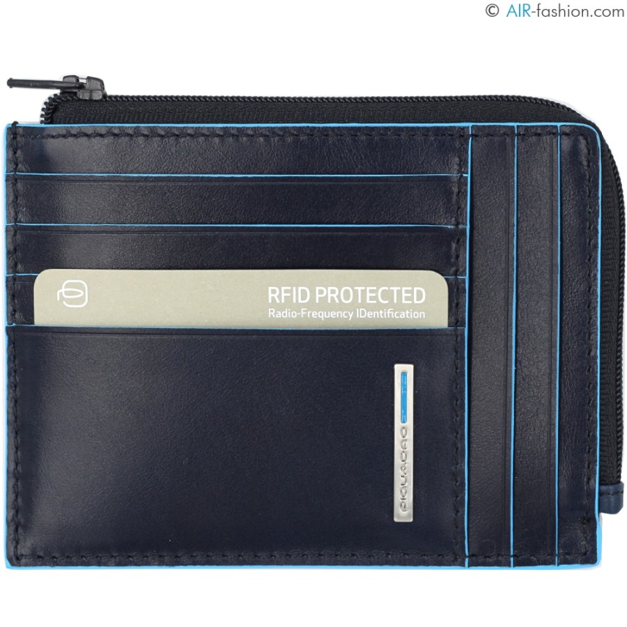 Accessoires Pour Hommes PIQUADRO | Piquadro Portefeuille En Cuir Bleu Avec Fermeture Eclair Pour Homme, Avec Protection Rfid Pu1243B2R/Blu2