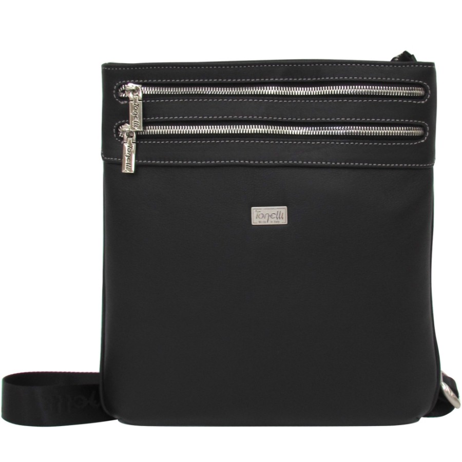 Sacs Pour Hommes Homme Tonelli | Tonelli Uomo Sac A Bandouliere En Cuir Noir Pour Hommes Pour Ipad Fabrique En Italie 2052