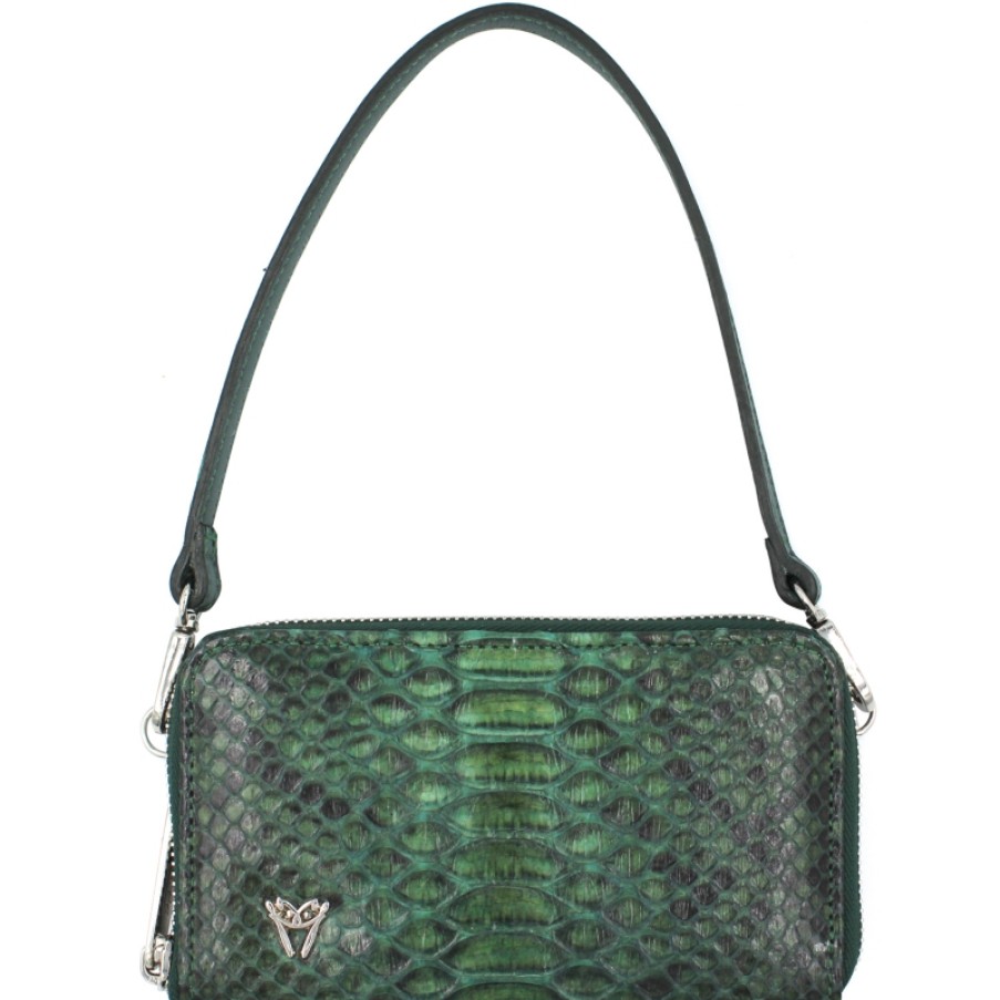 Accessoires Pour Dames Ghibli | Pochette Ghibli Verte - Porte-Telephone En Vrai Cuir De Python 4610