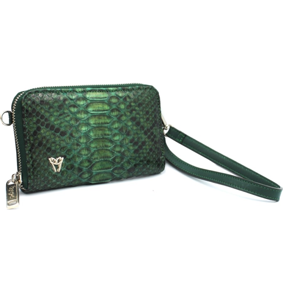 Accessoires Pour Dames Ghibli | Pochette Ghibli Verte - Porte-Telephone En Vrai Cuir De Python 4610