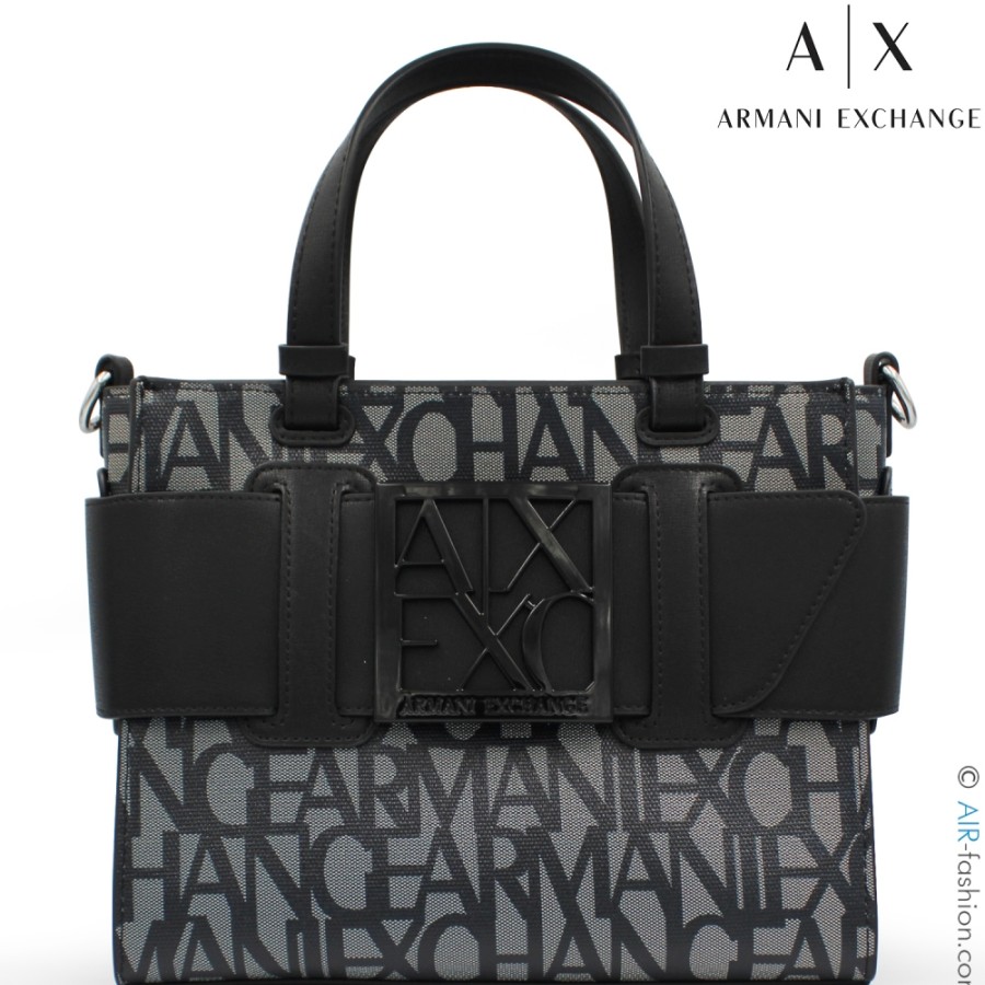 Sacs Pour Dames échange Armani | Armani Exchange Petit Sac Fourre-Tout, Avec Motif Logos Noir-Gris 9426903F742100850