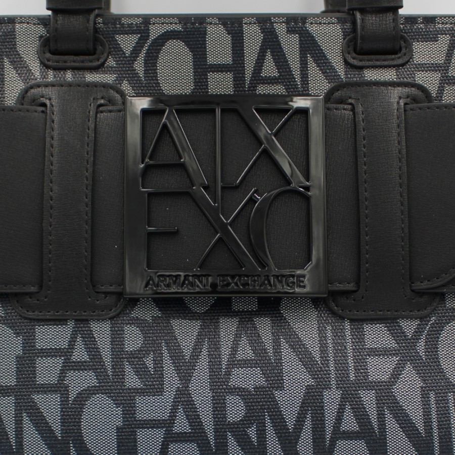 Sacs Pour Dames échange Armani | Armani Exchange Petit Sac Fourre-Tout, Avec Motif Logos Noir-Gris 9426903F742100850