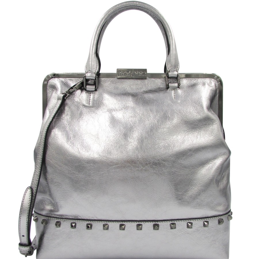 Sacs Pour Dames ERMANNO Ermanno Scervino | Ermanno Ermanno Scervino Sac En Cuir Metallise Argente Avec Clous Style Retro-Moderne 12400464Argent