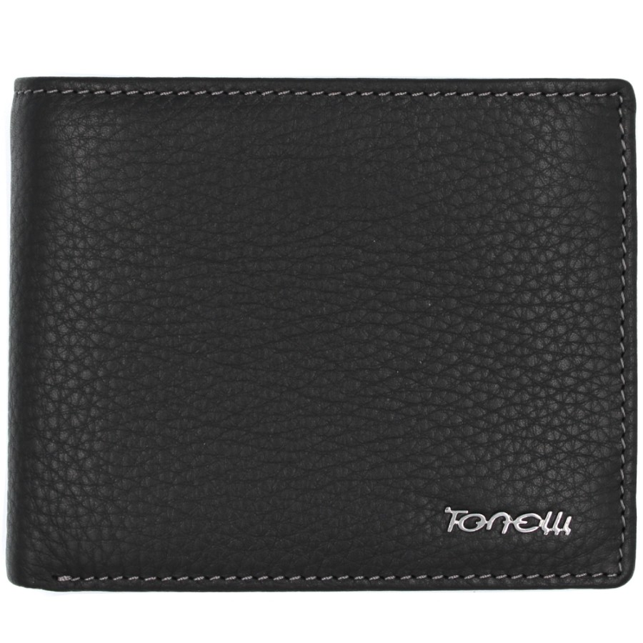 Accessoires Pour Hommes Homme Tonelli | Tonelli Uomo Portefeuille Homme En Cuir Veritable Noir 2864