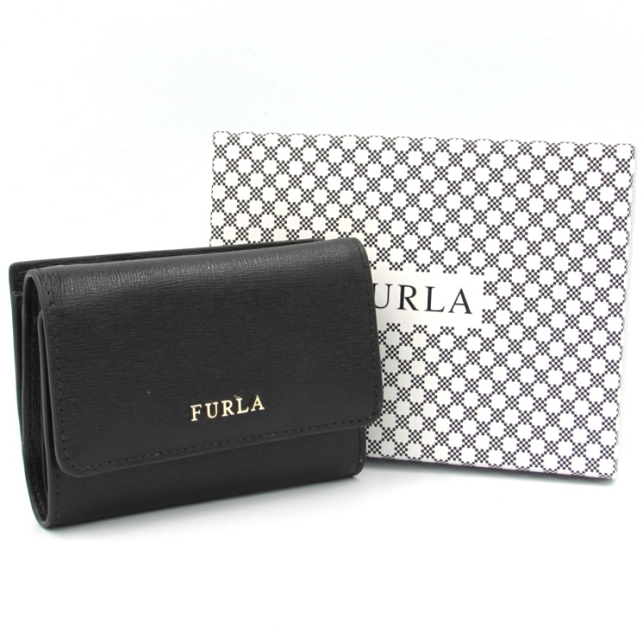 Accessoires Pour Dames FURLA | Furla Babylon Mini Portefeuille En Cuir Noir 1000386