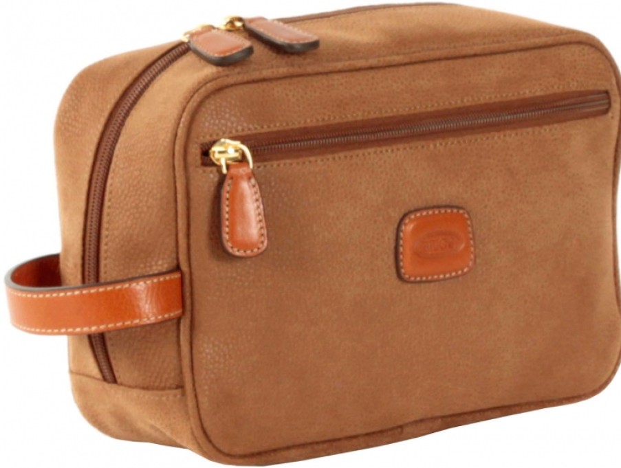 Bagages : Sacs De Voyage Et Valises LES BRIC | Bric'S Beauty-Case Trousse Cosmetique De Voyage En Tissu Resistant Et Cuir Couleur Beige Blf00601.216