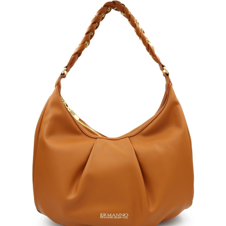 Sacs Pour Dames ERMANNO Ermanno Scervino | Ermanno Ermanno Scervino Sac Hobo Marron Souple Pour Femme 12401255