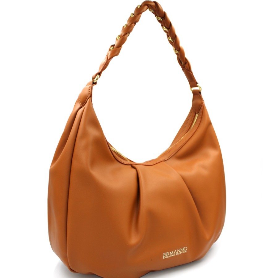 Sacs Pour Dames ERMANNO Ermanno Scervino | Ermanno Ermanno Scervino Sac Hobo Marron Souple Pour Femme 12401255